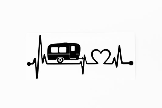 Love Camping Heart Beat EKG Caravan Car Camper Van Bumper Sticker Vinyl Decal - klmarket.uk