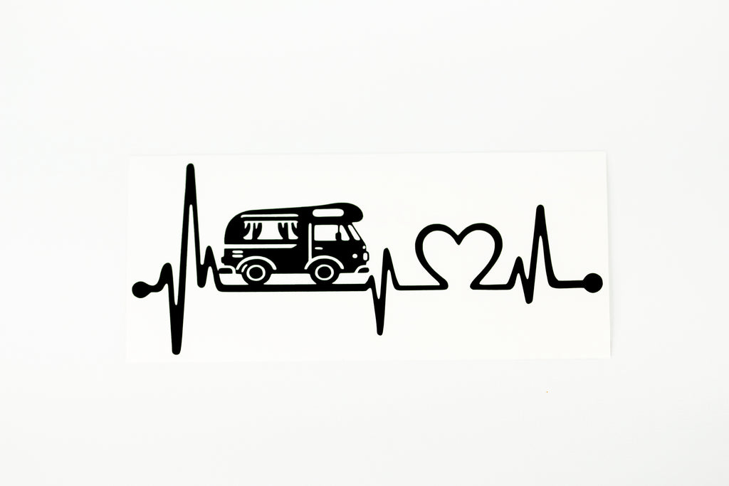 Love Camping Heart Beat EKG Caravan Camper Van Bumper Sticker Vinyl Decal #2 - klmarket.uk