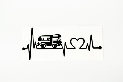 Love Camping Heart Beat EKG Caravan Camper Van Bumper Sticker Vinyl Decal #2 - klmarket.uk