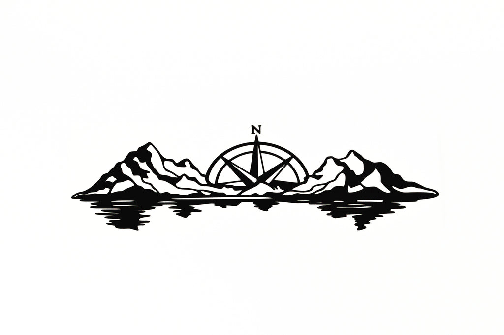 Mountain With Compass Adventure Sticker Car Camper Van Motorhome Vinyl Decal - klmarket.uk