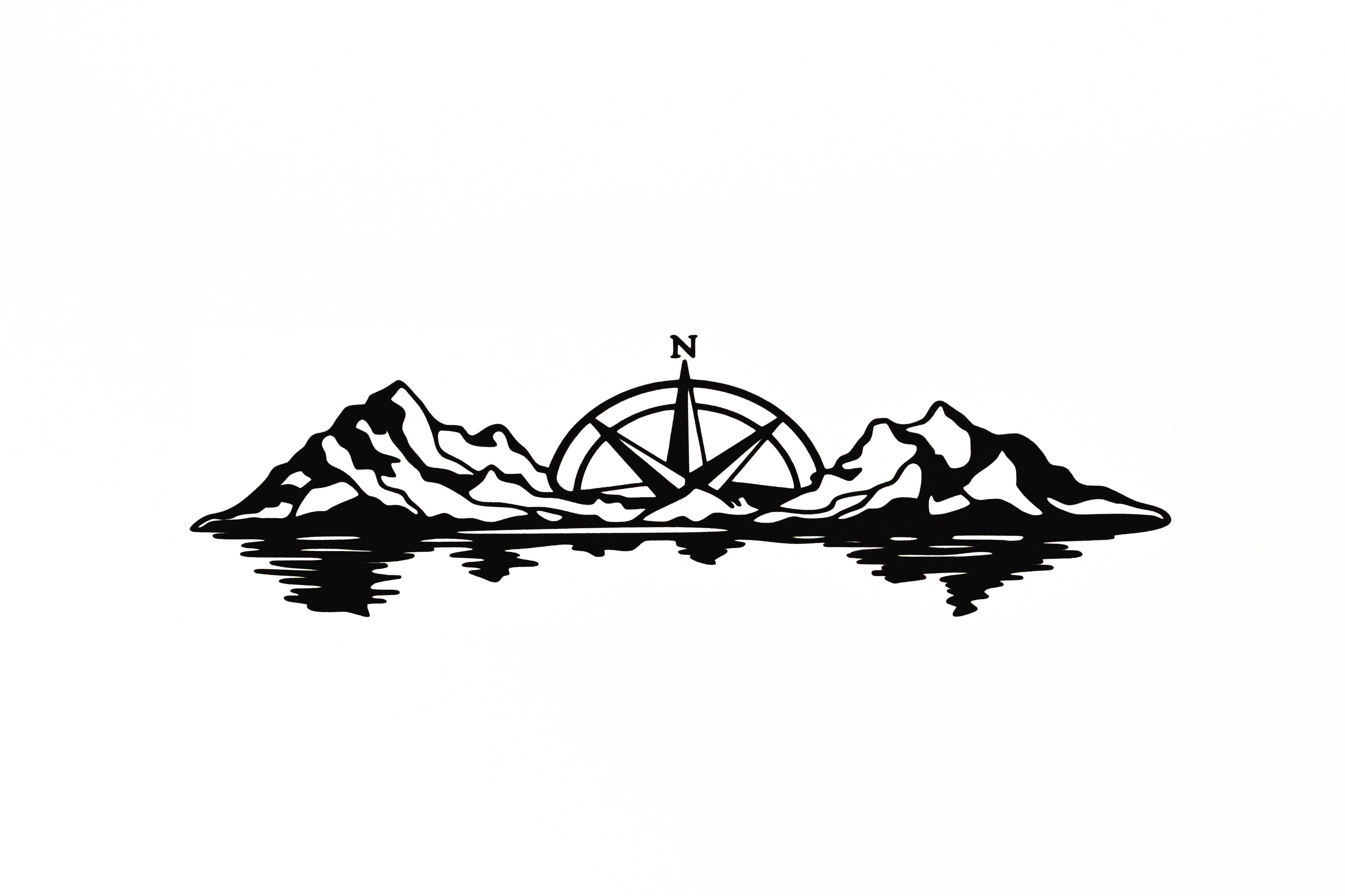 Mountain With Compass Adventure Sticker Car Camper Van Motorhome Vinyl Decal - klmarket.uk