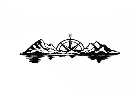 Mountain With Compass Adventure Sticker Car Camper Van Motorhome Vinyl Decal - klmarket.uk