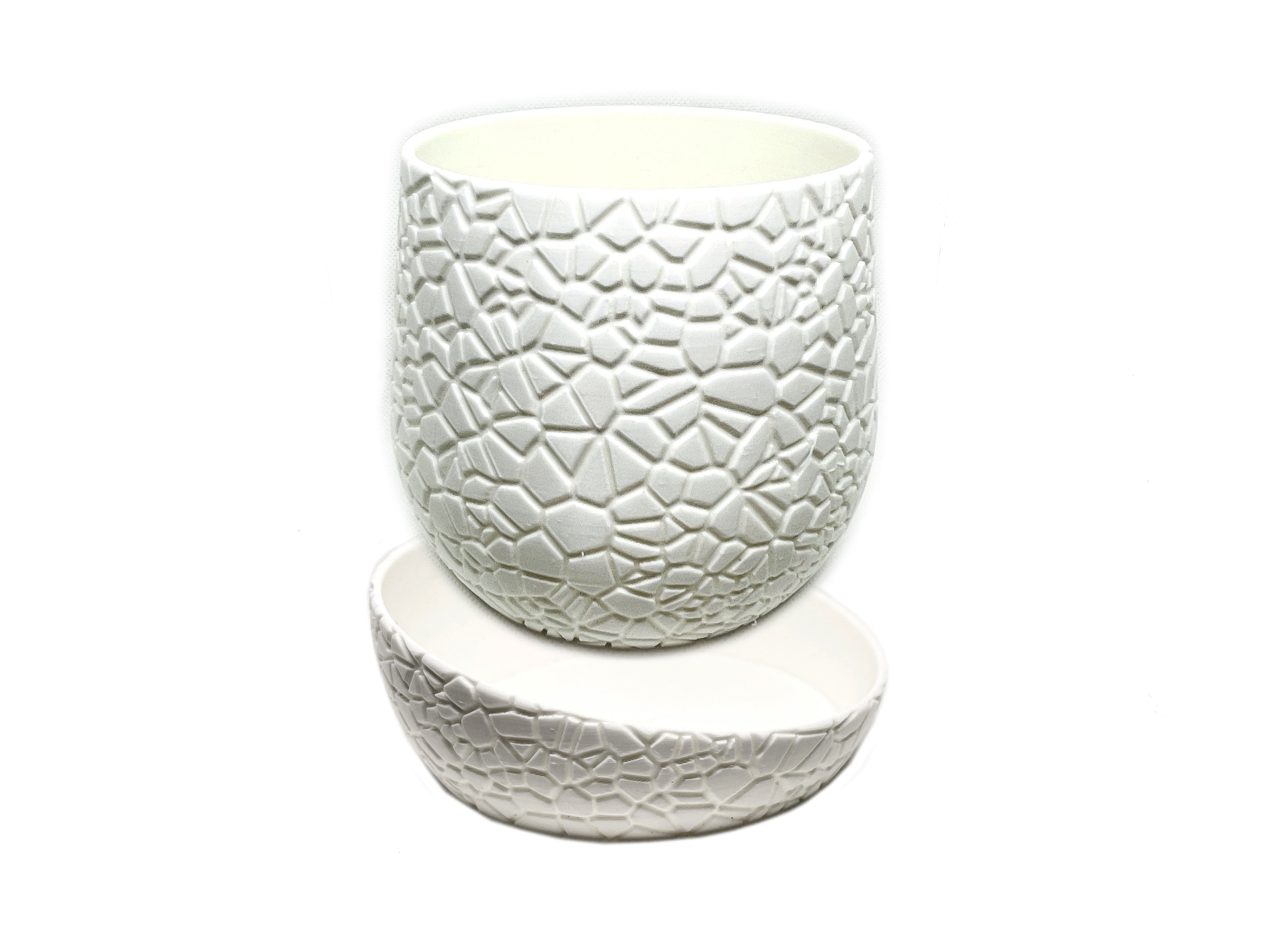 Small Modern Indoor Plant Pot With Drainage Hole And Drainage Tray WHITE #002
