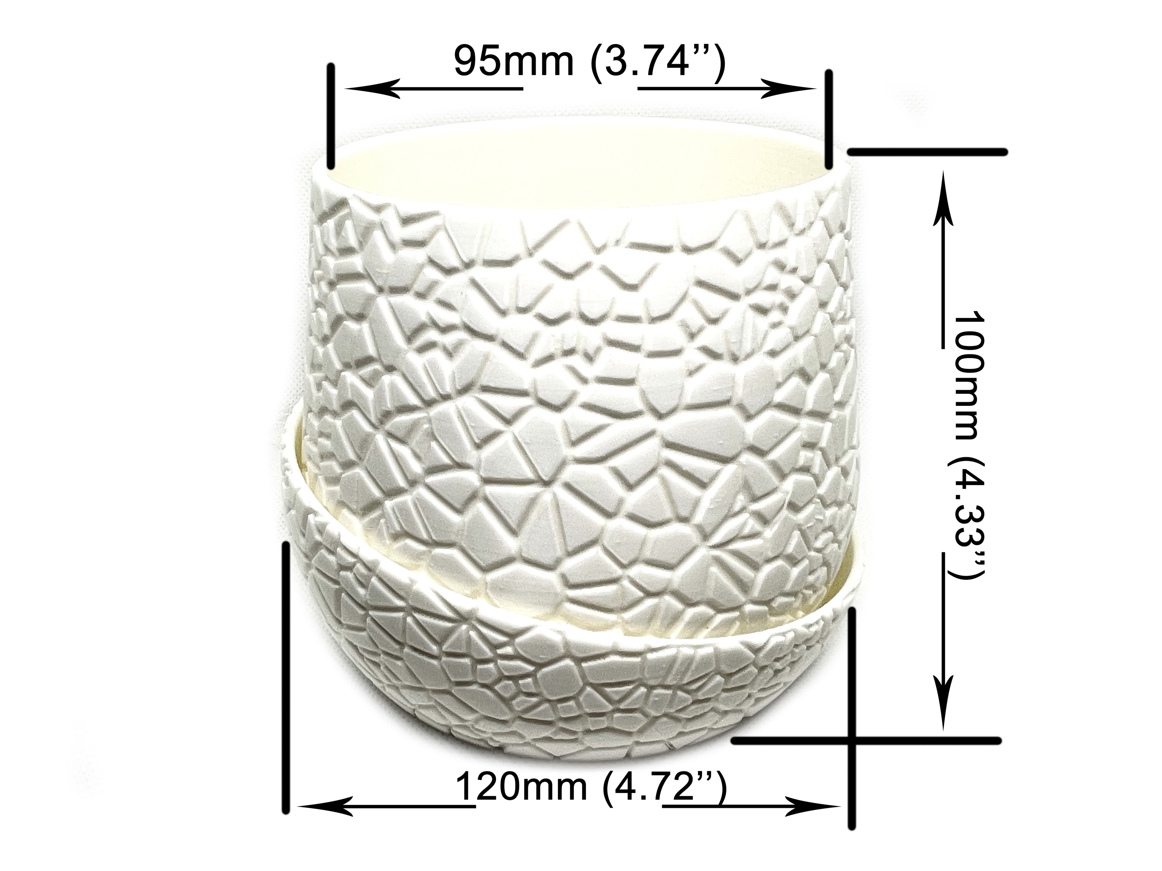 Small Modern Indoor Plant Pot With Drainage Hole And Drainage Tray WHITE #002