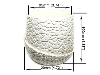 Small Modern Indoor Plant Pot With Drainage Hole And Drainage Tray WHITE #002