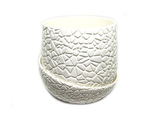 Small Modern Indoor Plant Pot With Drainage Hole And Drainage Tray WHITE #002