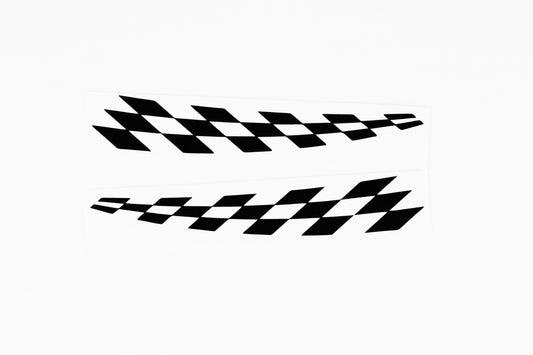 2x Racing Chequered Flag Mirror Strips Sticker Window Vinyl Decal - klmarket.uk