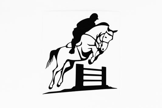 Jockey With Horse Jumping Over Barrier Car Trailer Bumper Sticker Vinyl Decal - klmarket.uk