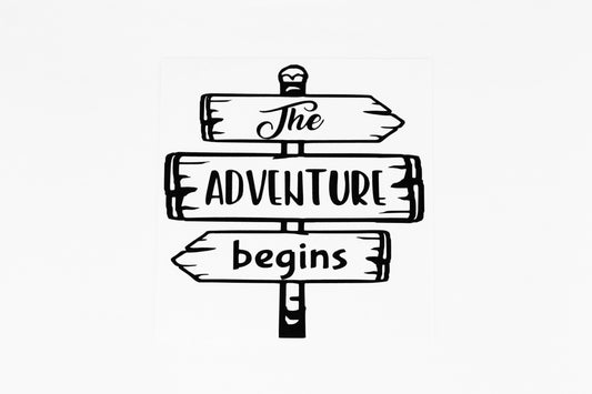 The Adventure Begins Funny Sticker Car Camper Van Motorhome Vinyl Decal #3 - klmarket.uk
