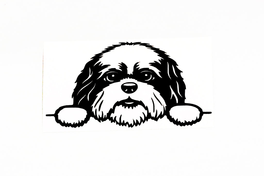 Cute Shih Tzu Dog On Boards Car Van Bumper Window Decal Vinyl Sticker - klmarket.uk