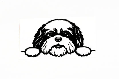 Cute Shih Tzu Dog On Boards Car Van Bumper Window Decal Vinyl Sticker - klmarket.uk