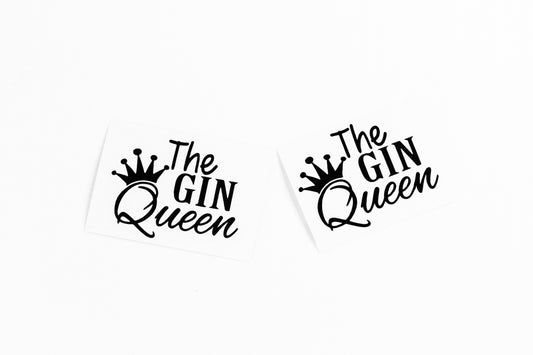 2x The Gin Queen Personalised Glass Stickers - Vinyl Decal