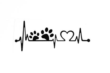 Love Pets Dog Cat Heart Beat EKG With Paws Car Bumper Sticker Vinyl Decal