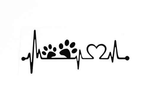 Love Pets Dog Cat Heart Beat EKG With Paws Car Bumper Sticker Vinyl Decal