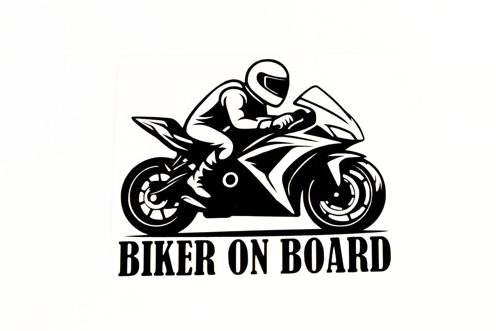 Biker On Board - Car Van Bumper & Window Vinyl Sticker Adhesive - klmarket.uk