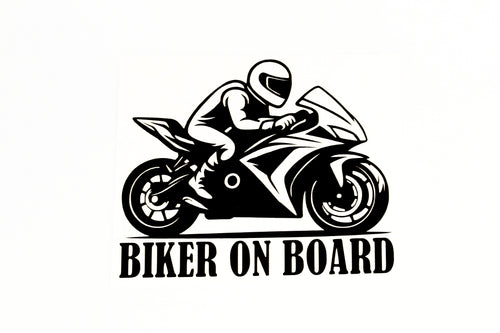 Biker On Board - Car Van Bumper & Window Vinyl Sticker Adhesive - klmarket.uk