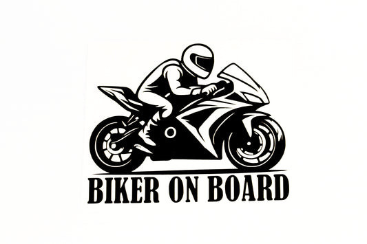 Biker On Board - Car Van Bumper & Window Vinyl Sticker Adhesive - klmarket.uk