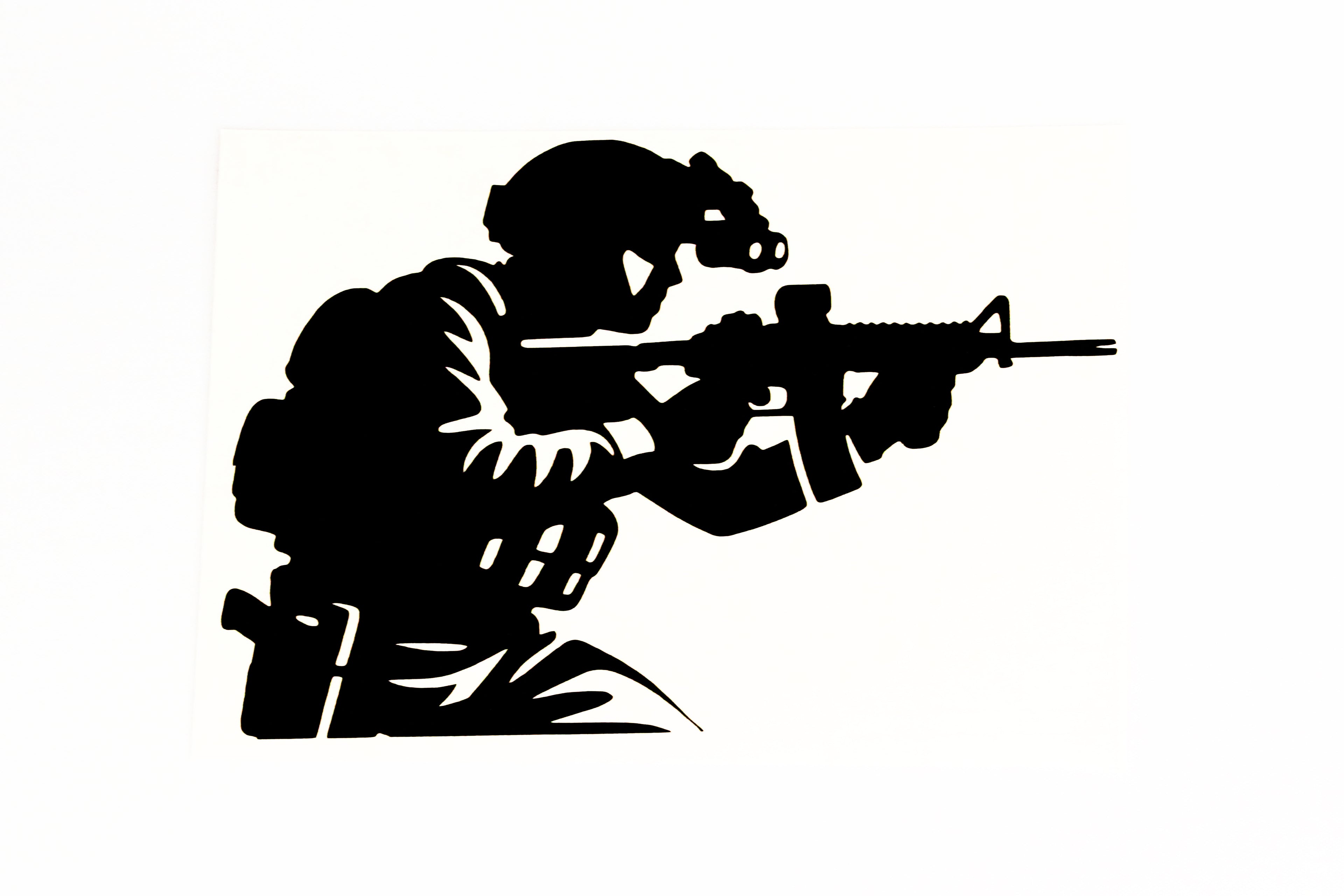 Soldier Military Spec OPS Silhouette Car Bumper Sticker Vinyl Decal #2 - klmarket.uk