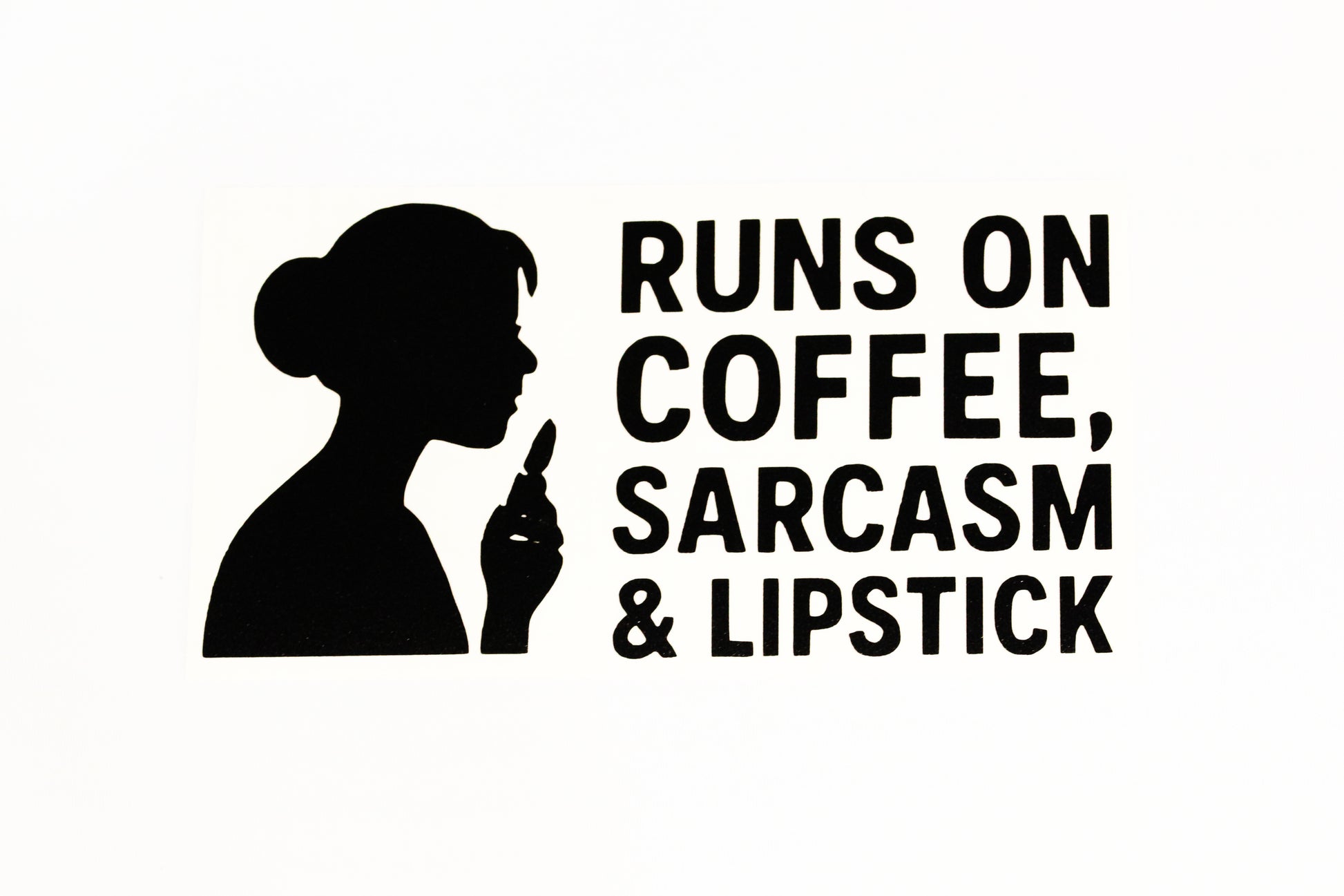 Runs On Coffee, Sarcasm & Lipstick Car Bumper Window Sticker Vinyl Decal - klmarket.uk