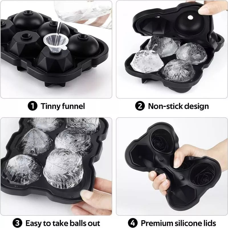 Ice Cube Maker Diamond and Rose Shaped Ice Cubes Modern Silicone Mould - klmarket.uk