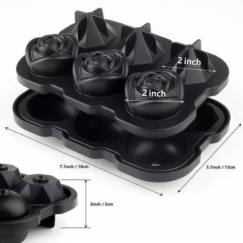 Ice Cube Maker Diamond and Rose Shaped Ice Cubes Modern Silicone Mould - klmarket.uk