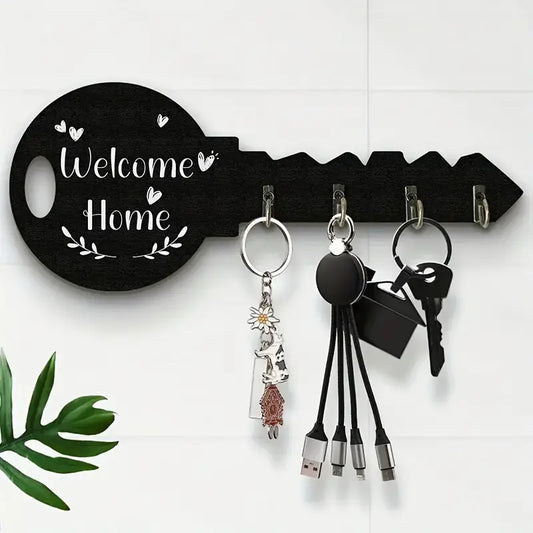Wooden Key Holder with Hooks - Easy Wall Mount, Space-Saving Organizer for Keys - klmarket.uk
