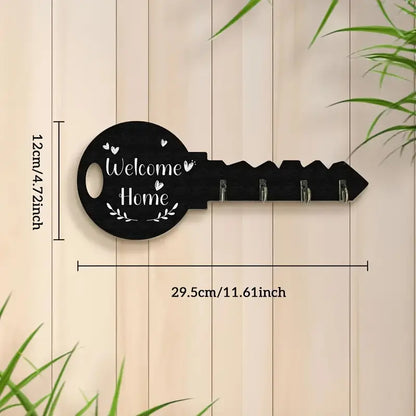 Wooden Key Holder with Hooks - Easy Wall Mount, Space-Saving Organizer for Keys - klmarket.uk