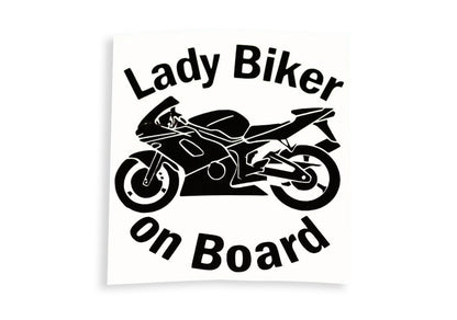 Lady Biker On Board Bumper & Window Sticker Vinyl Decal Adhesive - klmarket.uk