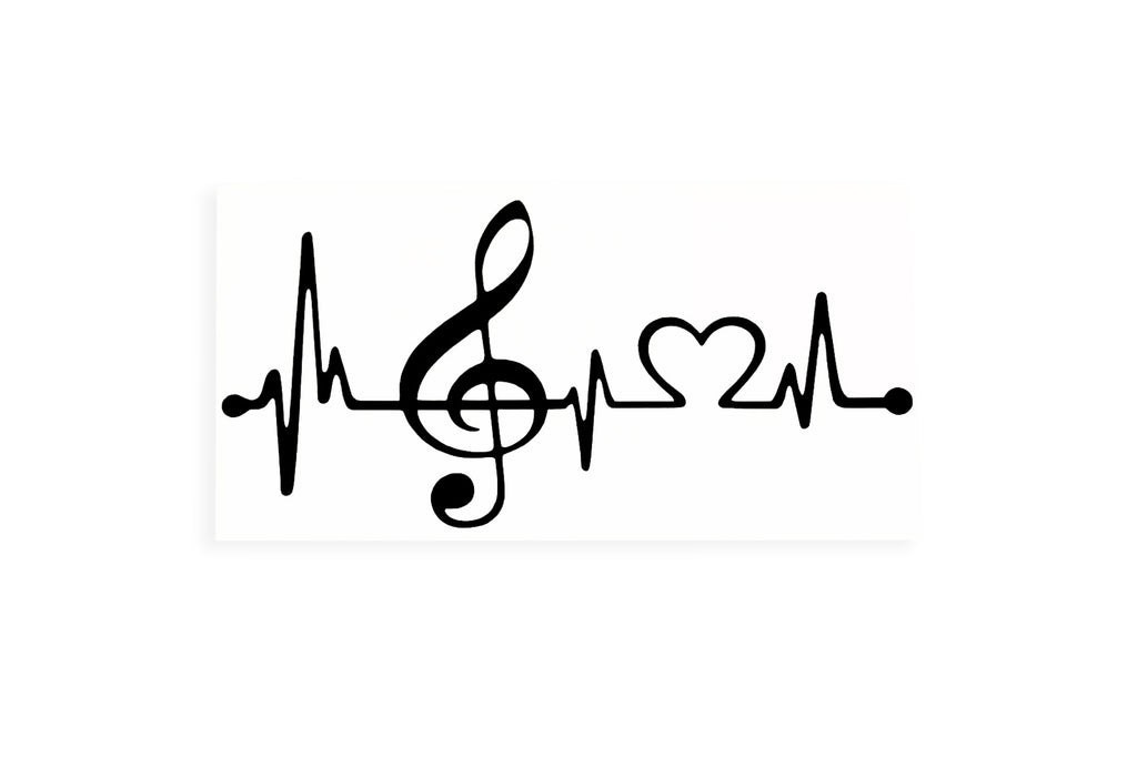 Love Music Notes Heartbeat ECG Bumper Sticker Decal #3- klmarket.uk