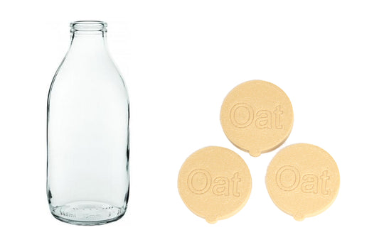 3x Oato Oat Drink Tops Caps Lids For Classic 1 pint Glass Milk Bottle - klmarket.uk