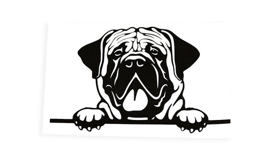 Peeking Mastiff Dog On Board Car Bumper Window Sticker Vinyl Decal - klmarket.uk