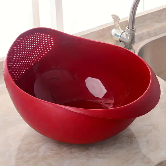 RED Rice Washing Drain Basket Colander Strainers for Vegetables Fruit Rice etc..