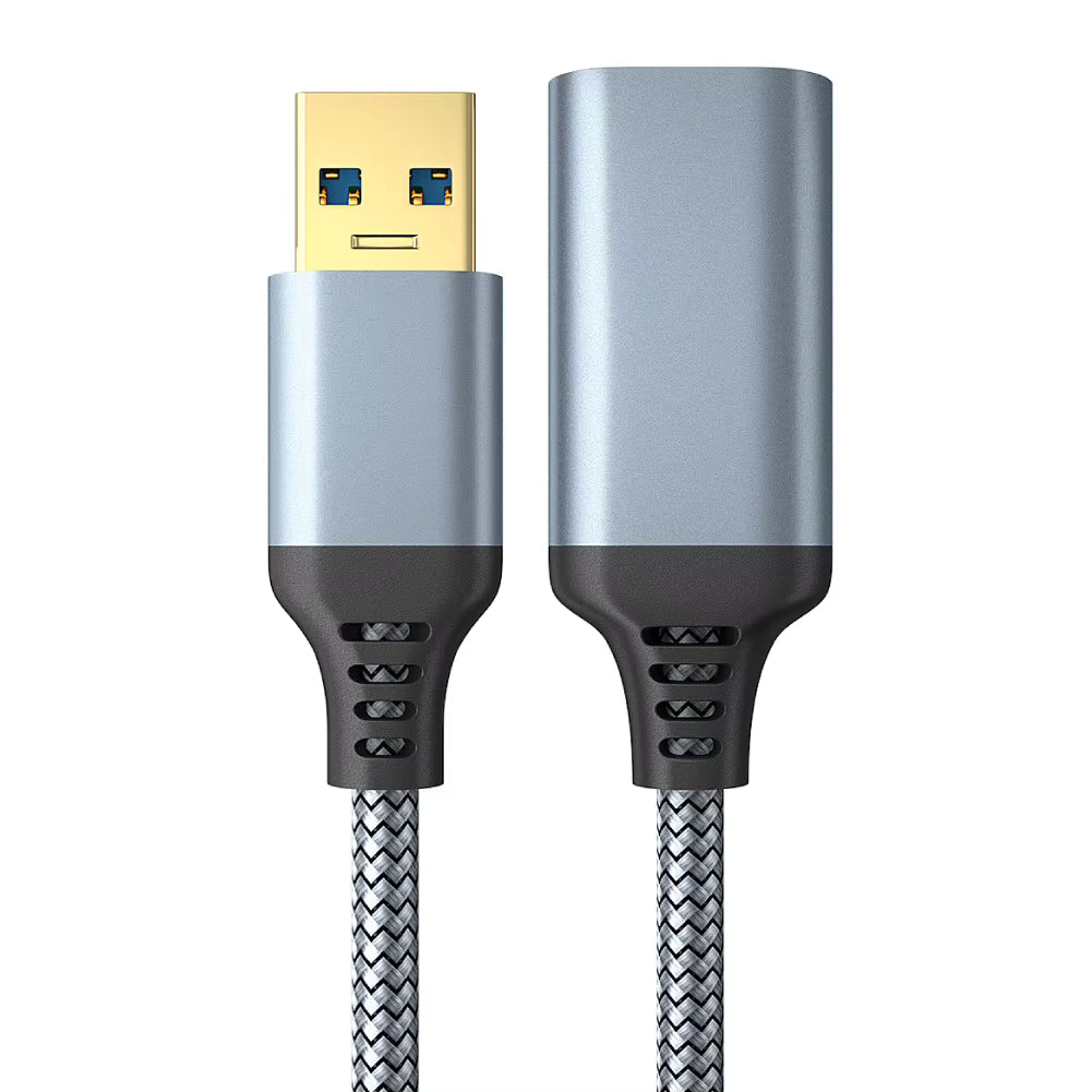 Braided USB 3.0 Extension Cable Data Transfer Lead Male to Female 3m GREY