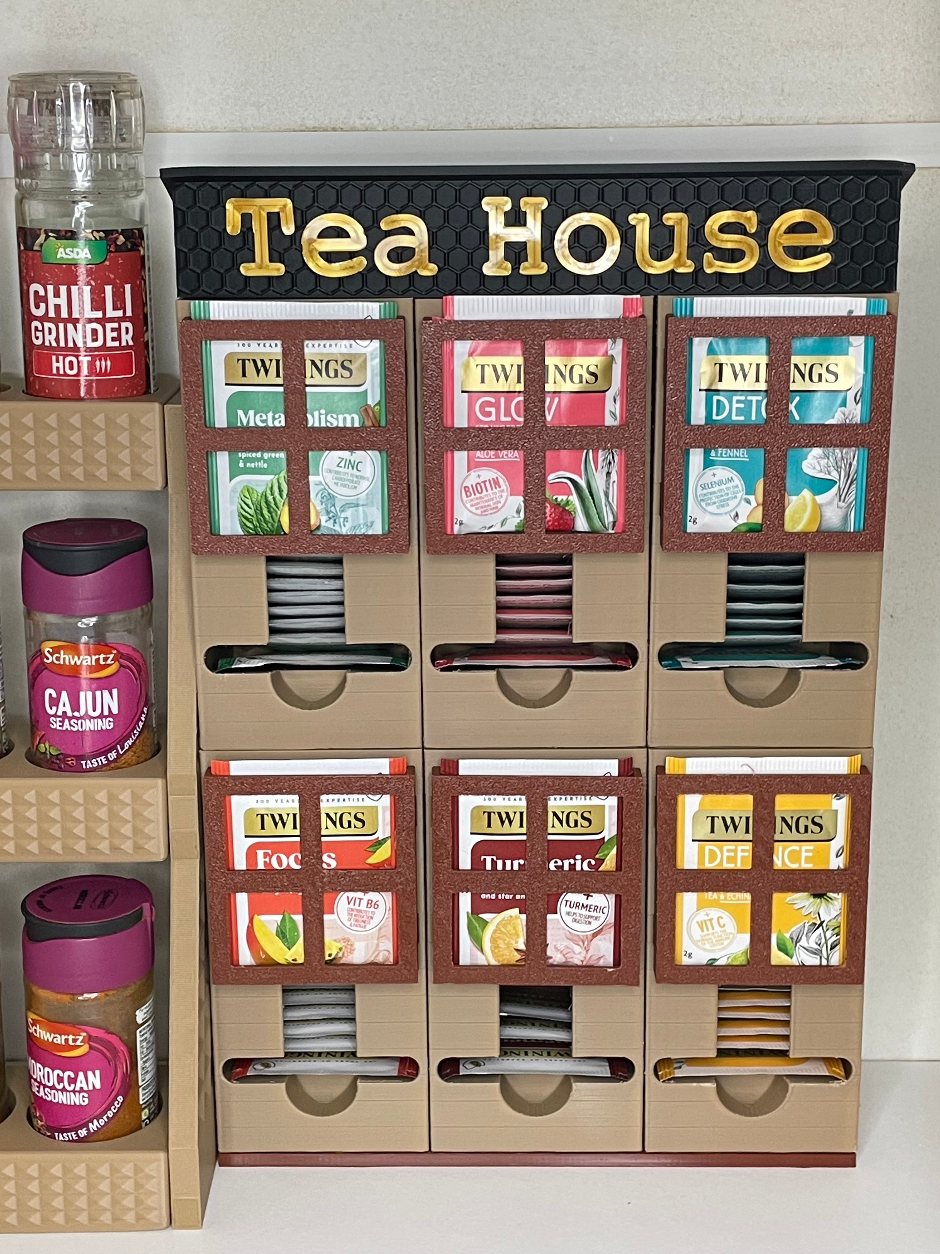 Tea House Storage Kitchen Cupboard Organiser 3D printer .stl file - klmarket.uk