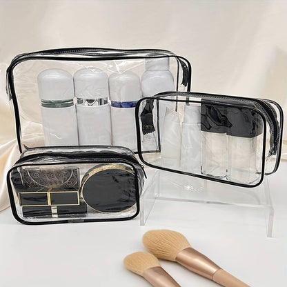 Set of 3 Transparent Cosmetic Bags Travel Cosmetic Toiletry Pouch