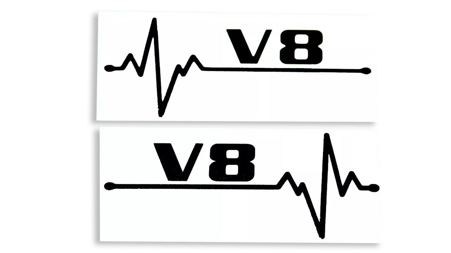 V8 Heartbeat ECG Love Bumper Sticker Side Window Tailgate Vinyl Decal - klmarket.uk