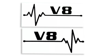 V8 Heartbeat ECG Love Bumper Sticker Side Window Tailgate Vinyl Decal - klmarket.uk