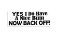 Yes I Do Have A Nice Bum NOW BACK OFF Bumper Sticker Window Vinyl Decal - klmarket.uk