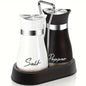 Salt and Pepper Shaker Set - 1 Stand + 2 Bottles Glass Bottle + Stainless Steel