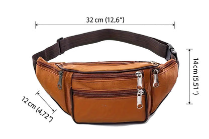 Waist Bag Multi-Functional Fanny Pack with Zipper for Running Hiking BROWN - klmarket.uk