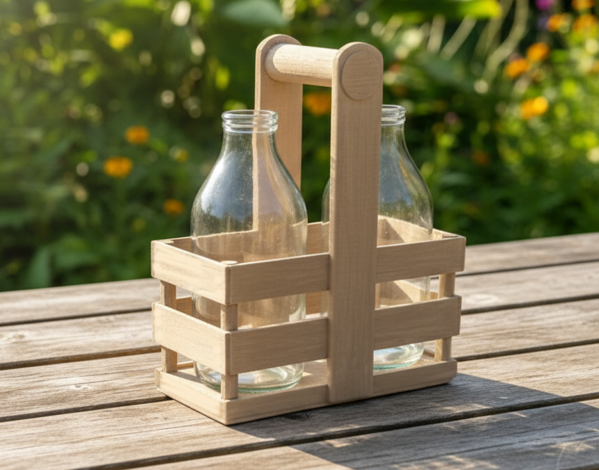 2 Slot Milk Bottle Doorstep Crate For Classic Glass Pint Bottles