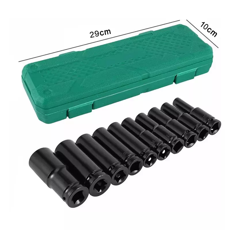 Heavy Duty Long Reach 1/2 inch 12.5mm Square Head 10pcs Socket Set