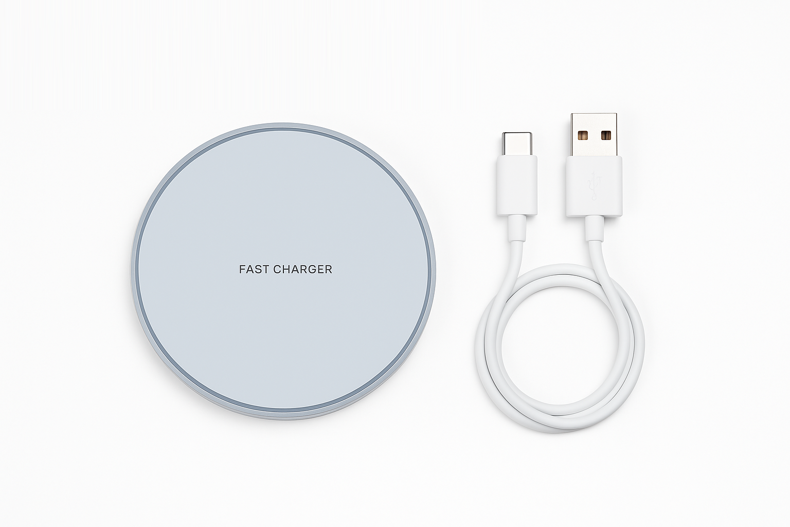 Fast Wireless Charger with small USB A to USB C Cable Lead Cord